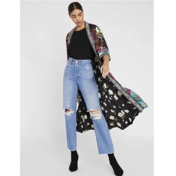 Alice + Olivia Dottie Reversible Floral Kimono Sz XS - Picture 1 of 1
